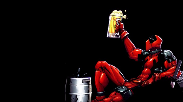 Deadpool drinking beer