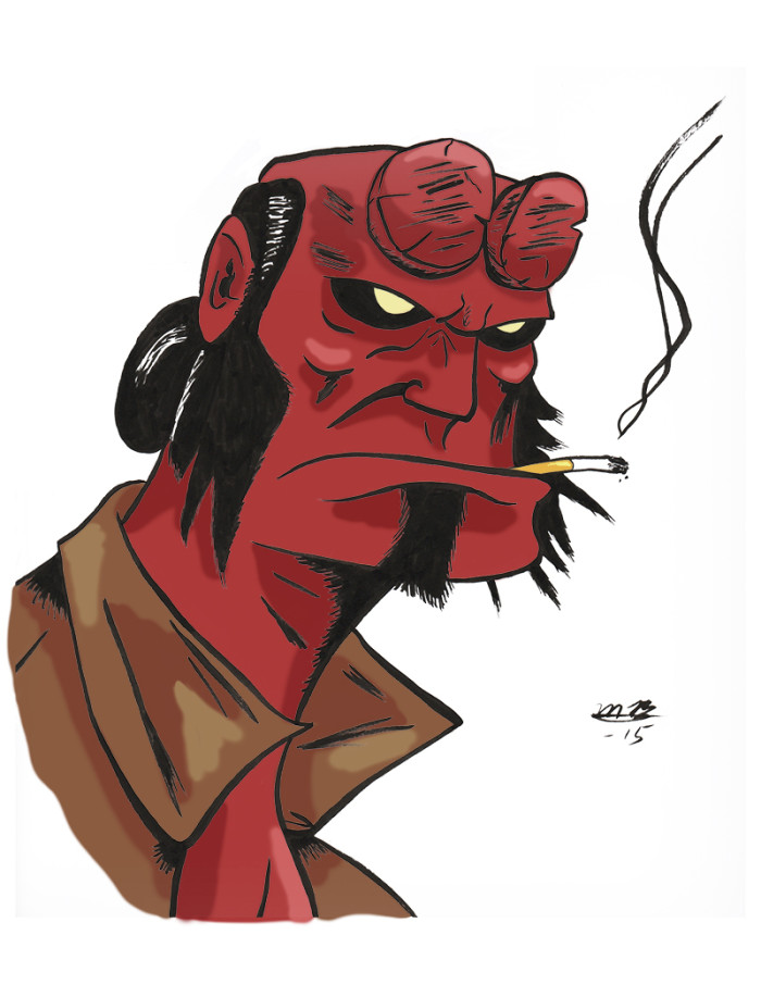 Hellboy drawing in color